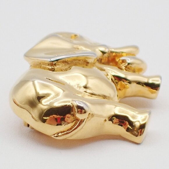 HERMES Logo Elephant Pin Brooch Gold Accessory - Picture 5 of 5
